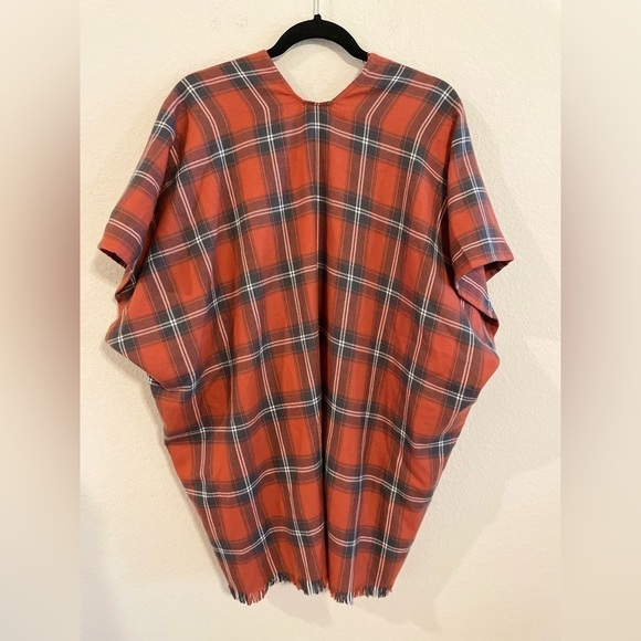 Loft Women's Cardigan Small Orange Plaid Comfy Flannel Contemporary Lagenlook - Picture 5 of 14